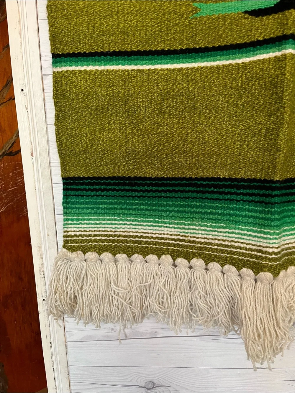 Vintage Mexican Serape Rug Blanket Southwest Wool Textile Red Boho Wall Hanging